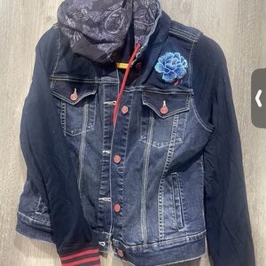 Ay Guey Hooded Denim Jacket   - Hummingbird Print